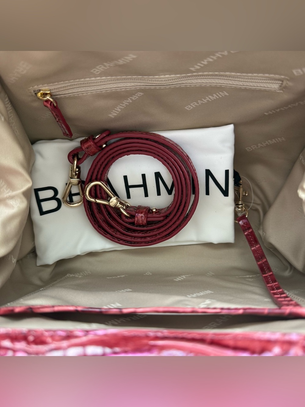 Brahmin Mika Satchel Coquette Vintage Rose Melbourne Leather - Picture 7 of 9
